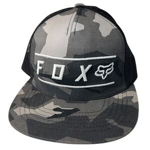 FOX Trucker Hat Pinnacle Mesh Snap Back Camo Black Gray OS